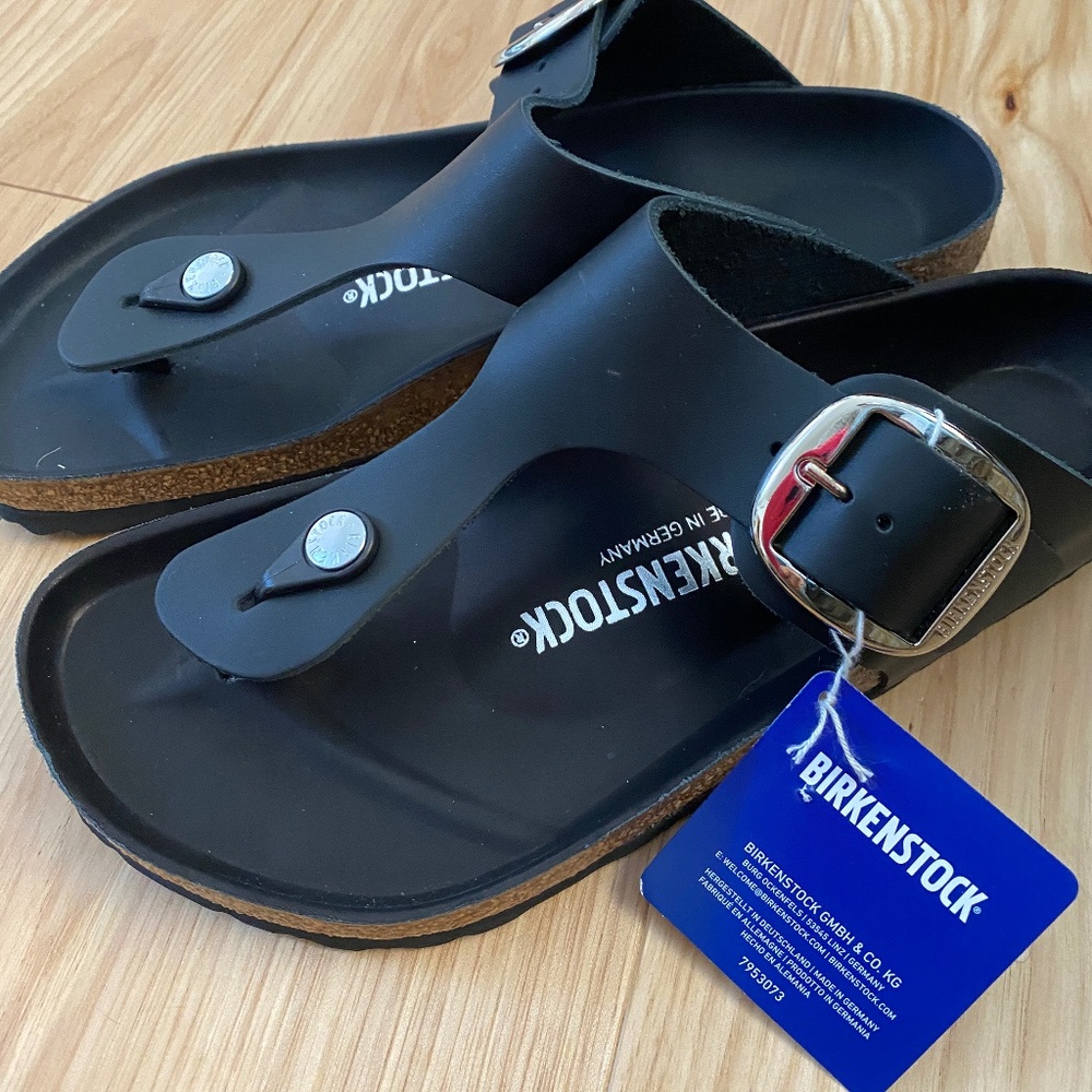 Birkenstock Gizeh Big Buckle Oiled Leather - Black Size 40
